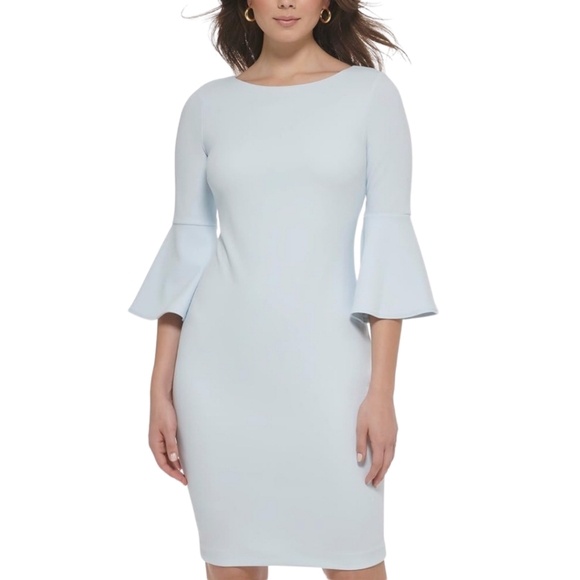 Blue Calvin Klein Dress with Bell Sleeve - Picture 1 of 8